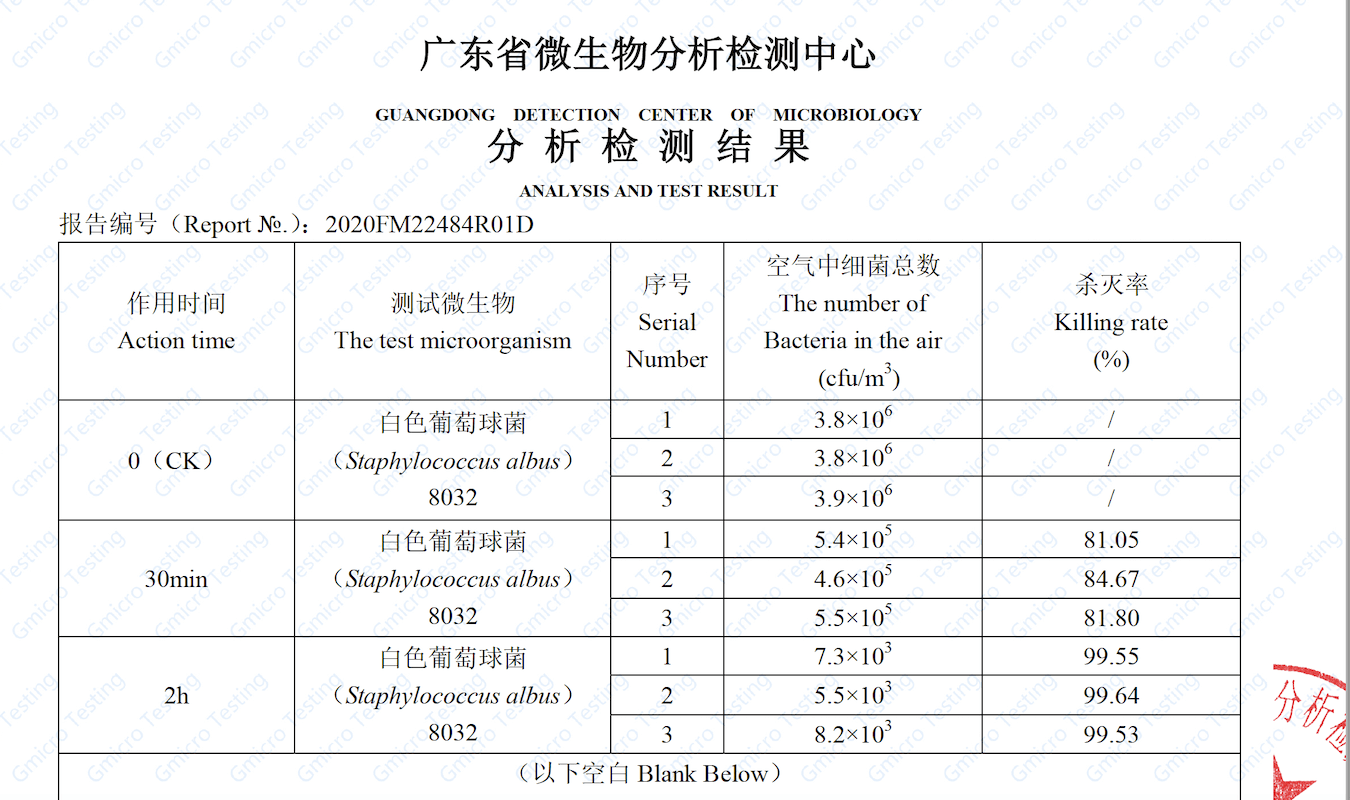 Ultra Air Strilizing test reportUltra Air Strilizing test report